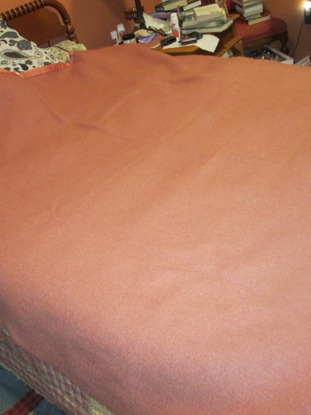 vtg Edmonds Dusty Rose 100 wool silk trim blanket full sz bed just had dry clean